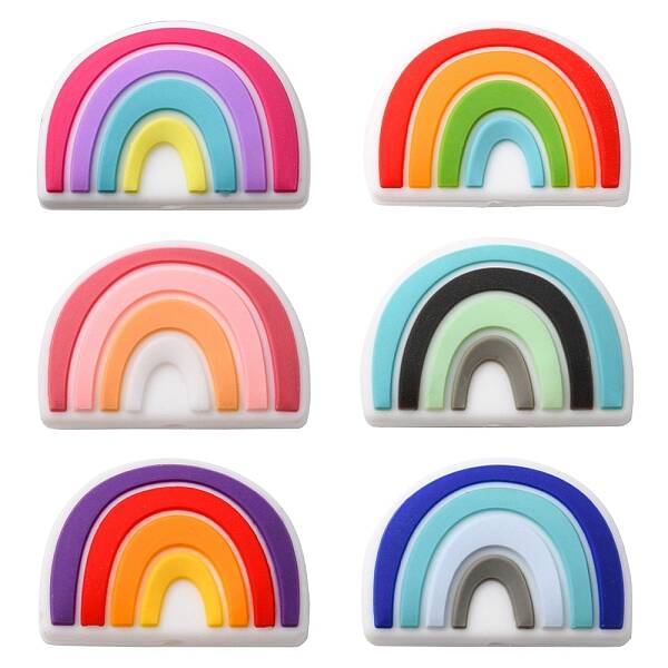 6Pcs 6 Colors Food Grade Eco-Friendly Silicone Focal Beads