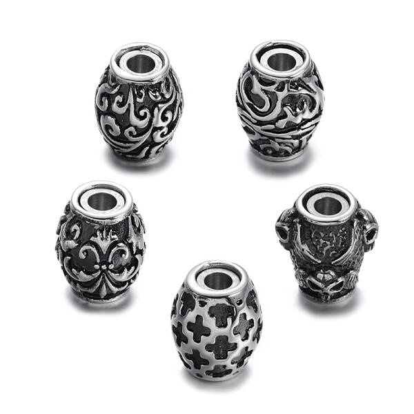 Mixed Shapes Retro Carve 304 Stainless Steel Magnetic Clasps with Glue-in Ends