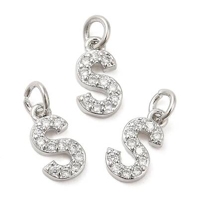 Brass Micro Pave Grade AAA Cubic Zirconia Charms