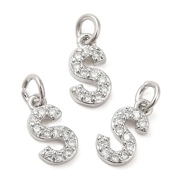 Brass Micro Pave Grade AAA Cubic Zirconia Charms