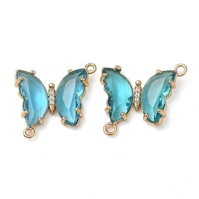 Brass Pave Faceted Glass Connector Charms