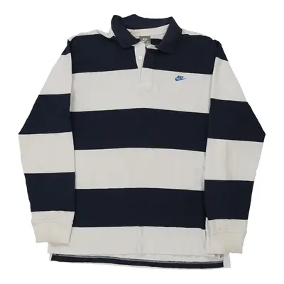 Nike Striped Rugby Shirt - 2XL Block Colour Cotton