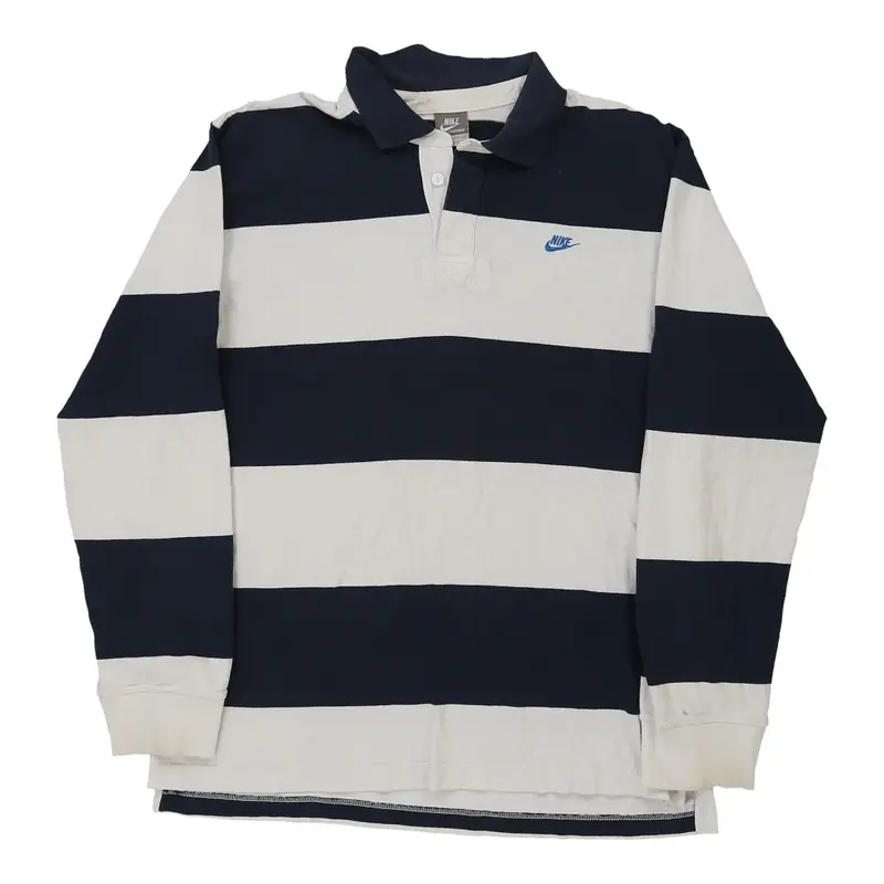 Nike Striped Rugby Shirt - 2XL Block Colour Cotton