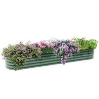 Outsunny 8' x 2' x 1' Galvanized Raised Garden Bed Kit with Safety Edging, Easy DIY Stock Tank for Growing Flowers, Herbs & V...