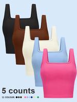 Women's Solid Color Square Neck Ribbed Shapewear Tank Top, Casual High Stretch Seamless Shaper, Tummy Control Shapewear for...