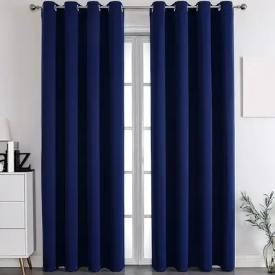 Solid Color Curtains, 1 Count Single Panel Classic Simple Design Full Blackout Curtain, Bedroom Decor Ideas, Decorative Windo...