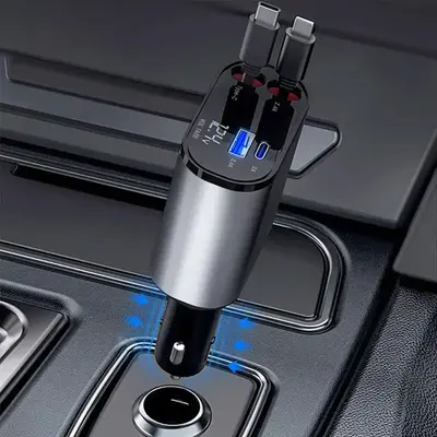 Car Charger, 100W 2.4A 12V/24V Fast Charging Charger, 4 Ports Car Charger Adapter with LED Light