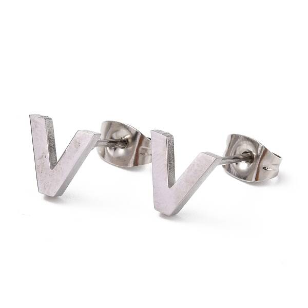 Tarnish Resistant 304 Stainless Steel Greek Alphabet Stud Earrings