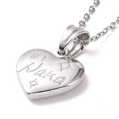 Non-Tarnish 304 Stainless Steel Heart with Word Nana Pendant Necklace for Women