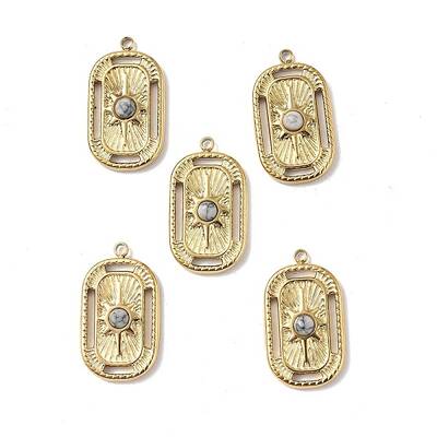 PVD Vacuum Plating 201 Stainless Steel Natural Howlite Pendants