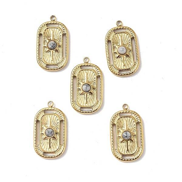 PVD Vacuum Plating 201 Stainless Steel Natural Howlite Pendants