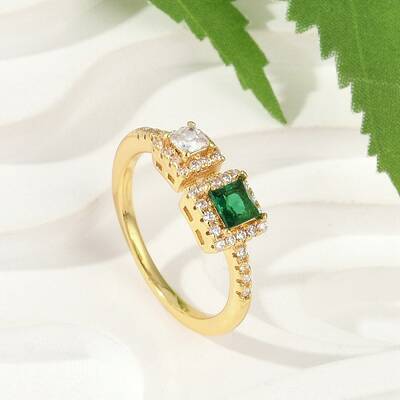 Brass Micro Pave Cubic Zirconia Cuff Rings