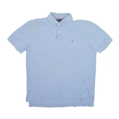 TOMMY HILFIGER Polo Shirt Blue Short Sleeve Mens L