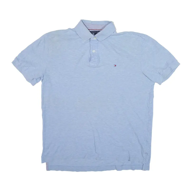 TOMMY HILFIGER Polo Shirt Blue Short Sleeve Mens L