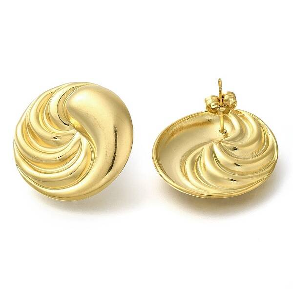 Ion Plating(IP) 304 Stainless Steel Flat Round Stud Earrings