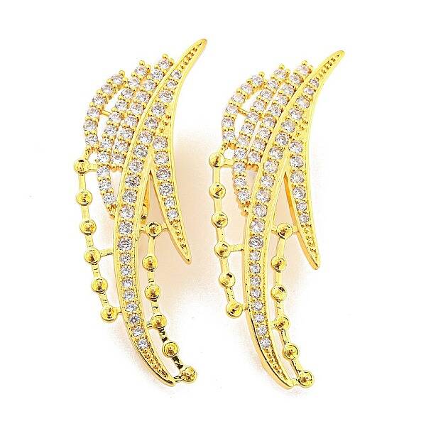 Rack Plating Brass Pave Clear Cubic Zirconia Twister Clasps
