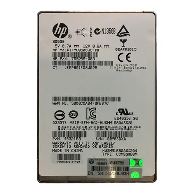 MO0800JEFPB HP MSA 800GB Multi-Level-Cell SAS 12Gb/s Mainstream Endurance 2.5-Inch Enterprise Solid State Drive for ProLiant ...