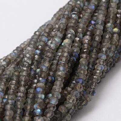 Faceted Rondelle Natural Labradorite Bead Strands