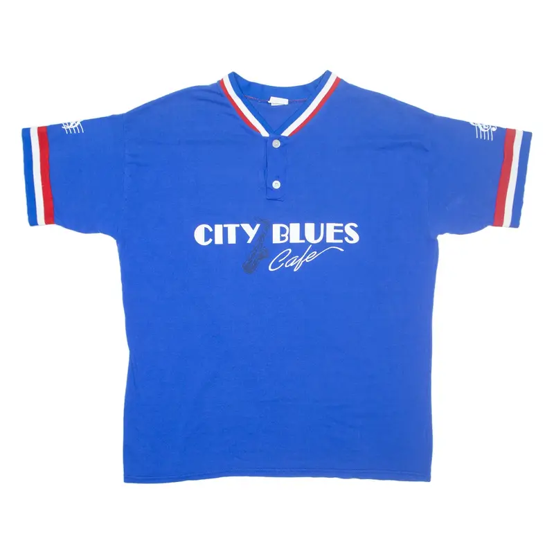 EMPIRE SPORTING GOODS City Blues Cafe Mens T-Shirt Blue Button Neck 2XL