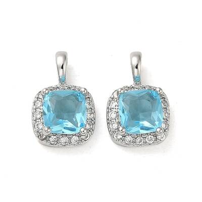 Brass Micro Pave Cubic Zirconia and Glass Pendants
