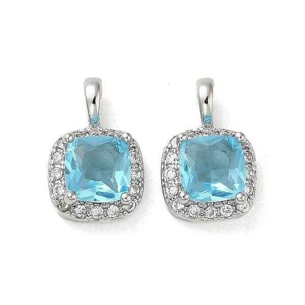 Brass Micro Pave Cubic Zirconia and Glass Pendants