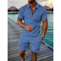 2 Pieces Summer Outfits for Men - Casual Short Sleeve Lapel Shirt and Drawstring Shorts Set for Vacation, Workout, and Daily ...