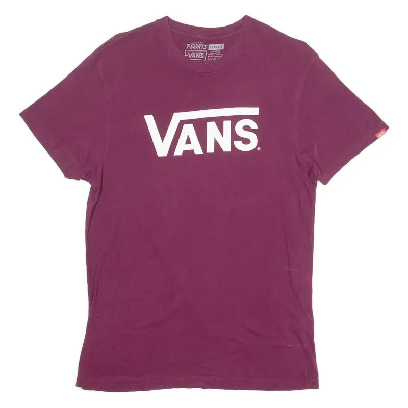VANS Mens T-Shirt Maroon Crew Neck M
