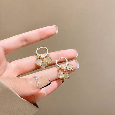 Round Cat Eye Leverback Dangle Earrings for Women