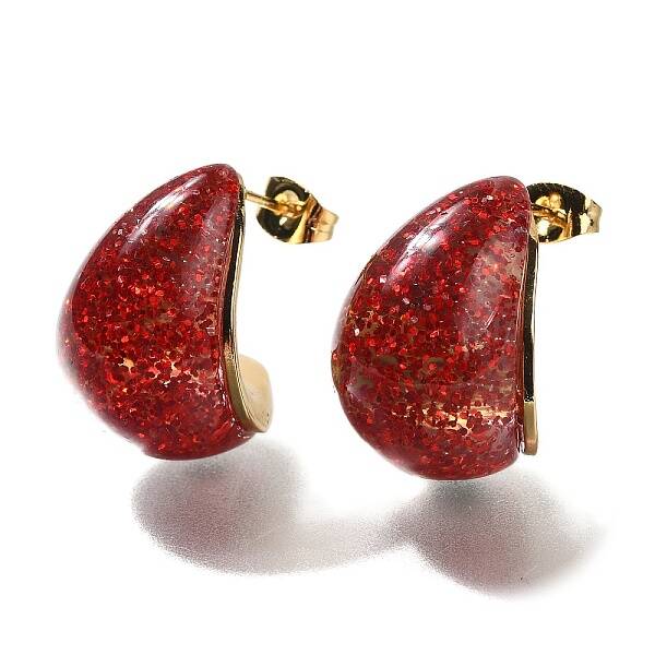 Ion Plating(IP) 304 Stainless Teardrop Steel Stud Earrings