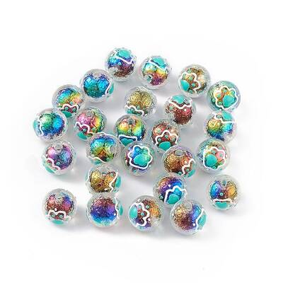UV Plating Rainbow Iridescent Acrylic Enamel Beads