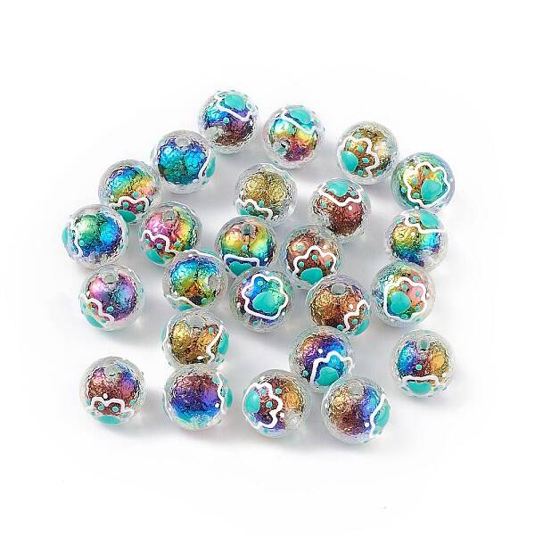 UV Plating Rainbow Iridescent Acrylic Enamel Beads