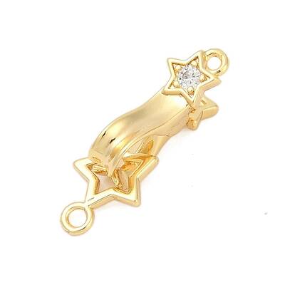 Brass Micro Pave Clear Cubic Zirconia Interlocking Clasps