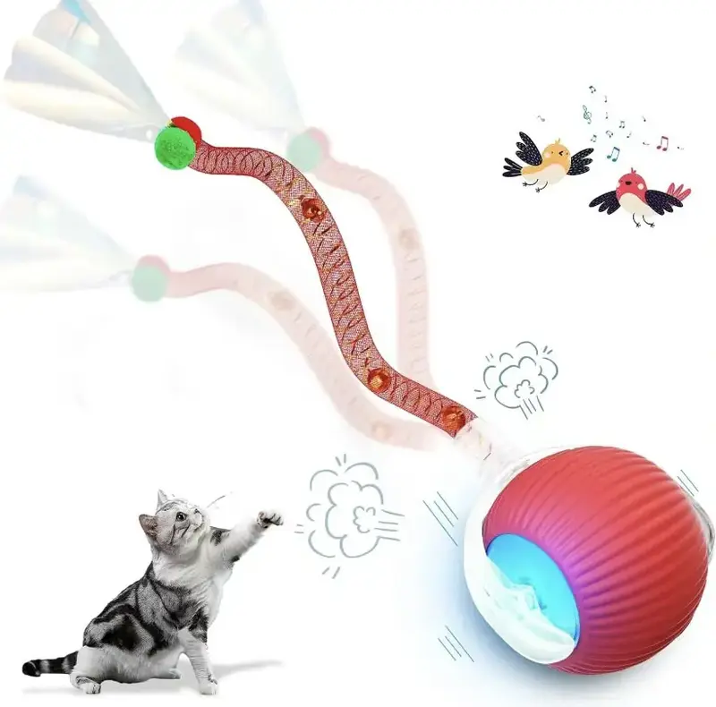 Electric Cat Ball Toy with Rope, Interactive Cat Teaser Toy, Automatic Rolling Ball Toy, Pet Supplies, Dog & Cat Accessories