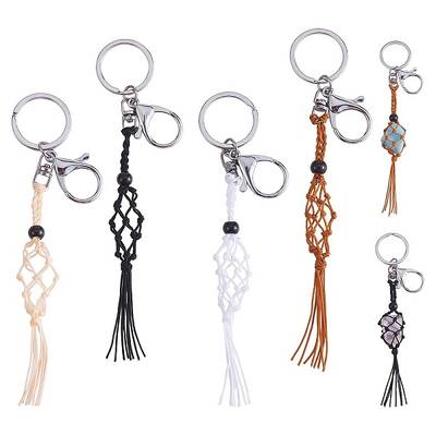 4Pcs  4 Colors Macrame Fringe Braided Keychain