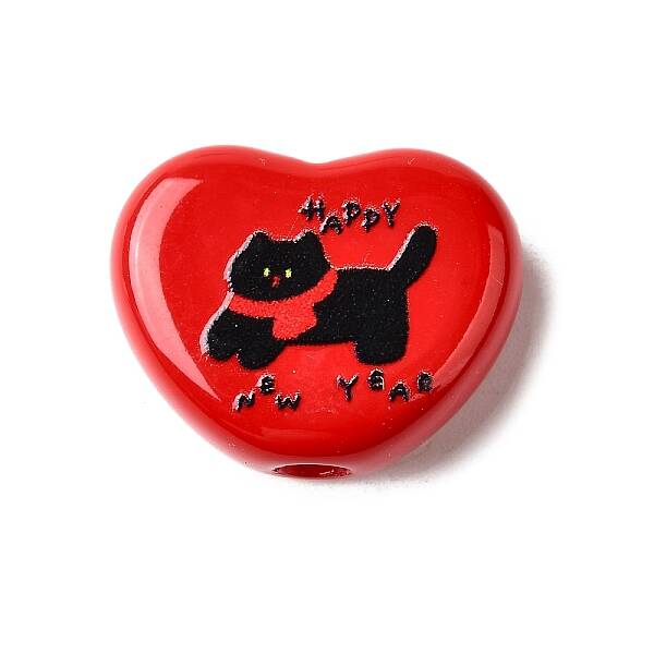 Winter Theme Printed Opaque Acrylic Beads