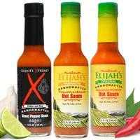 Mild & Hot Trio Hot Sauce Variety Pack: Elijah's Xtreme Pineapple Mango Habanero, Roasted Pepper and Ghost Pepper Hot Sauces,...