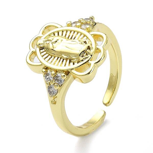 Brass with Cubic Zirconia Open Cuff Ring
