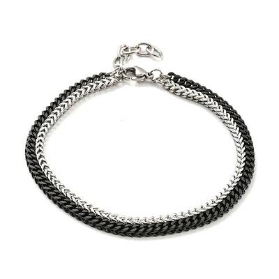 Two Tone 304 Stainless Steel Wheat Chains Double Layer Multi-strand Bracelets