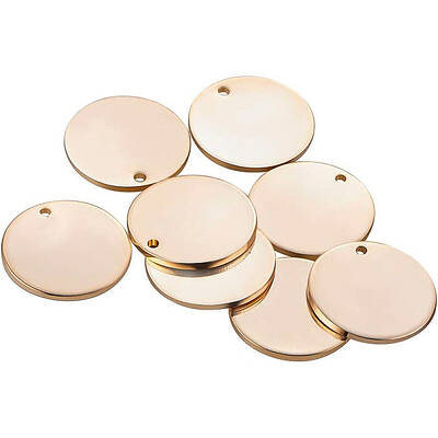 BENECREAT 24 PCS 18K Gold plated Flat Round Shape Blank Pendants Stamping Blanks for Bracelet Earring Pendant Charms Dog Tags...