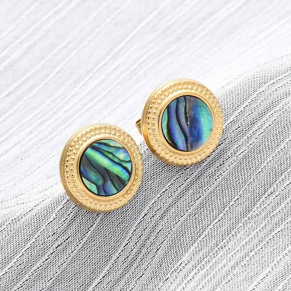 304 Stainless Steel Natural Paua Shell Stud Earrings