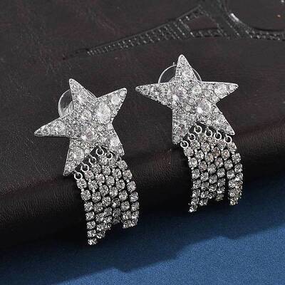 Brass Clear Cubic Zirconia Stud Earrings