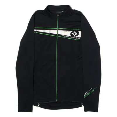 RACER Full Zip Cycling Womens Jersey Black Long Sleeve High Neck UK 8