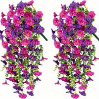 2pcs UV-Resistant Artificial Morning Glory & Eucalyptus Hanging Decor - Perfect for Home, Garden, Weddings | Versatile Outdoo...