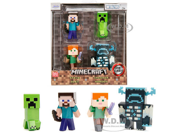 Set of 4 Diecast Figures Minecraft Video Game Metalfigs Series Diecast Models by Jada