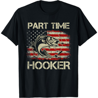 US Independence Day Tee [100% Cotton] Vintage American Flag Fishing T-Shirt With Jumping Fish Design.