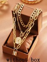 Punk Style Lock Design Trendy Charm Necklaces & Cuban Link Necklace, Fashion Jewelry for Party, Daily Clothing Decor, Trendy ...