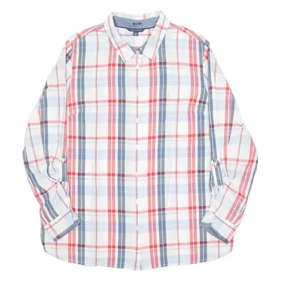 TOMMY HILFIGER Womens Shirt Blue Check Long Sleeve 2XL