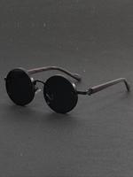 Unisex Vintage Round Frame Glasses, Fashionable Sunglasses, Cool Accessories for Men, Casual Glasses Trends 2025 for Women fo...