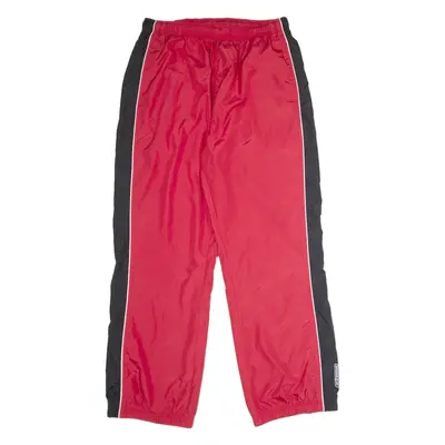 REEBOK Mens Track Pants Red Wide-Leg L W32 L31