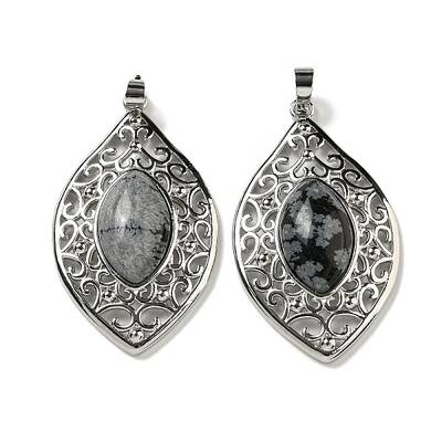 Natural Snowflake Obsidian Pendants